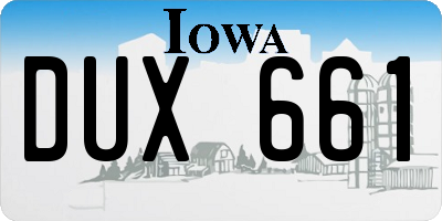 IA license plate DUX661