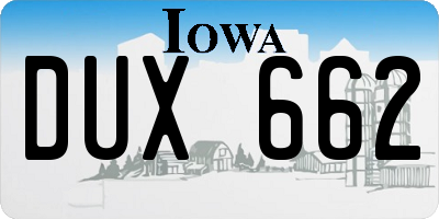 IA license plate DUX662