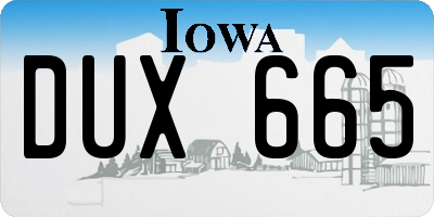 IA license plate DUX665