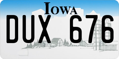 IA license plate DUX676