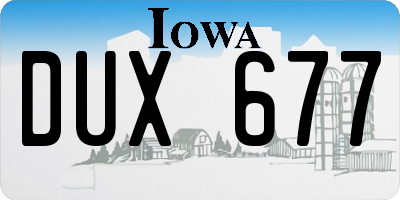 IA license plate DUX677