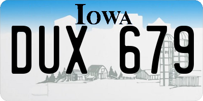 IA license plate DUX679
