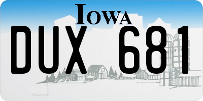 IA license plate DUX681