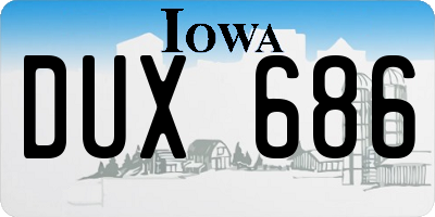 IA license plate DUX686
