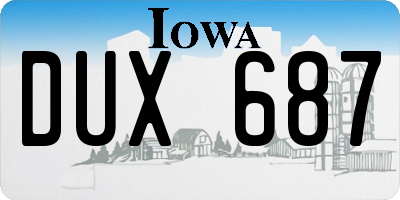 IA license plate DUX687