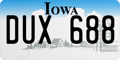 IA license plate DUX688