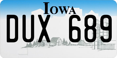 IA license plate DUX689