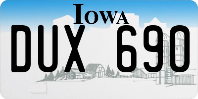 IA license plate DUX690