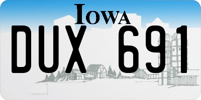 IA license plate DUX691