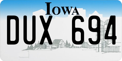 IA license plate DUX694