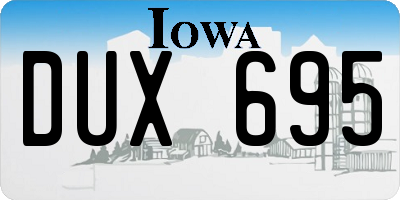 IA license plate DUX695