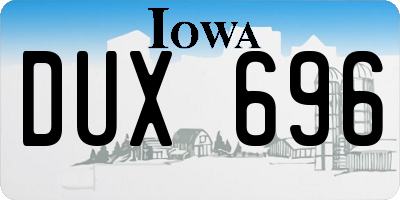 IA license plate DUX696