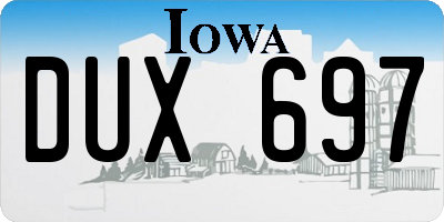 IA license plate DUX697