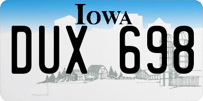 IA license plate DUX698