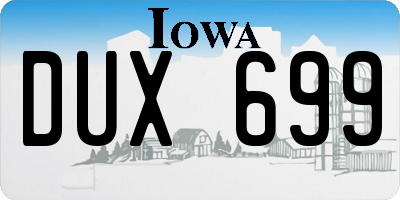 IA license plate DUX699
