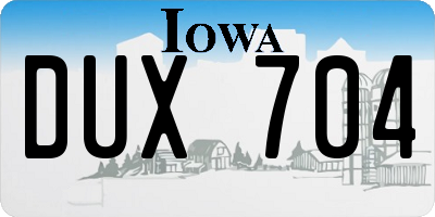 IA license plate DUX704