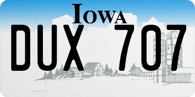 IA license plate DUX707