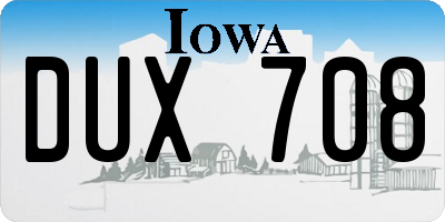 IA license plate DUX708