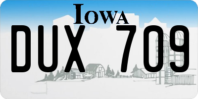 IA license plate DUX709