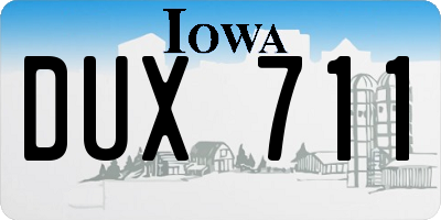 IA license plate DUX711