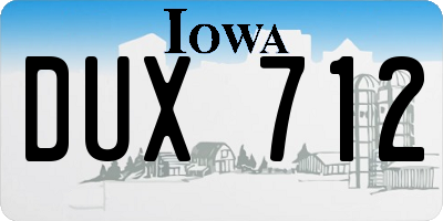 IA license plate DUX712