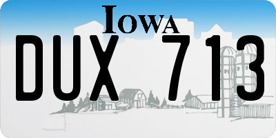 IA license plate DUX713