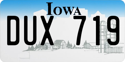 IA license plate DUX719