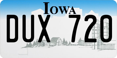IA license plate DUX720