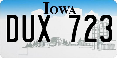 IA license plate DUX723