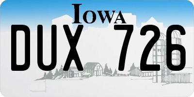 IA license plate DUX726