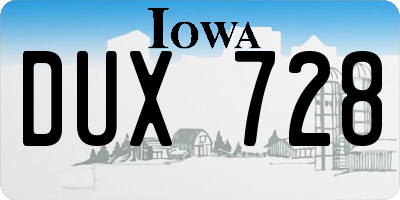 IA license plate DUX728