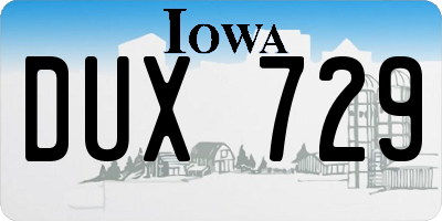 IA license plate DUX729