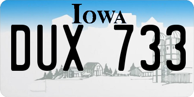 IA license plate DUX733