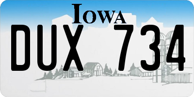 IA license plate DUX734
