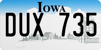 IA license plate DUX735