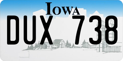 IA license plate DUX738