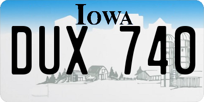 IA license plate DUX740