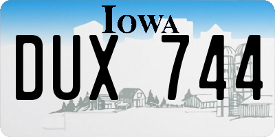 IA license plate DUX744