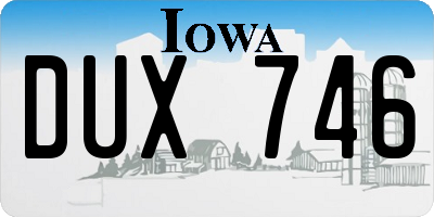 IA license plate DUX746