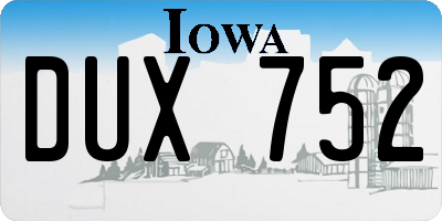 IA license plate DUX752
