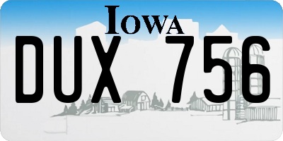 IA license plate DUX756