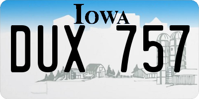 IA license plate DUX757