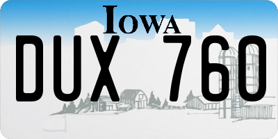 IA license plate DUX760