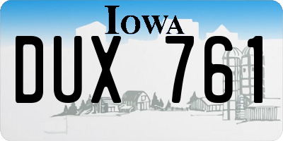 IA license plate DUX761