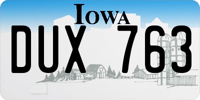 IA license plate DUX763