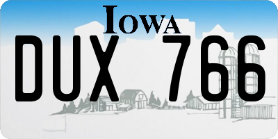 IA license plate DUX766