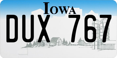 IA license plate DUX767