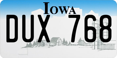 IA license plate DUX768
