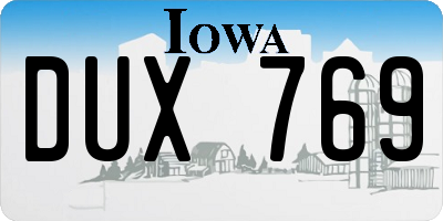 IA license plate DUX769
