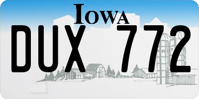 IA license plate DUX772